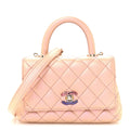 Iridescent Caviar Quilted Extra Mini Coco Handle Flap Light Pink