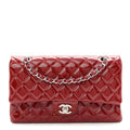 Patent Quilted Medium Double Flap Red