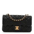 Lambskin Quilted Mini Rectangular Pearl Crush Flap Black