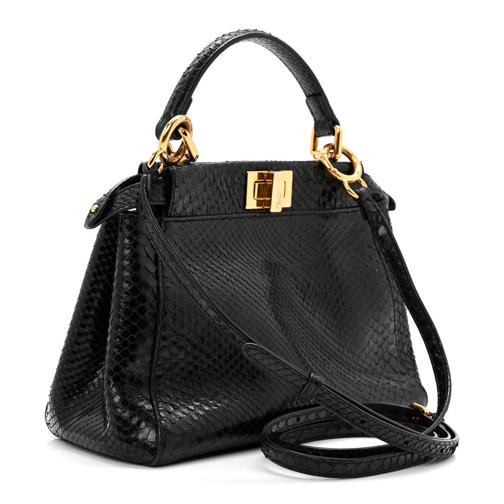 Snakeskin Nappa Mini Peekaboo Iconic Satchel Black