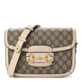 GG Supreme Monogram Horsebit 1955 Shoulder Bag Beige Mystic White