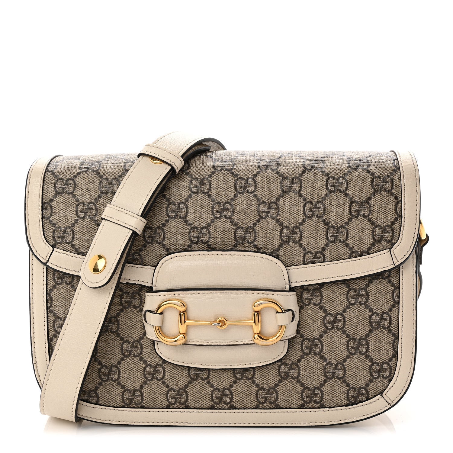 GG Supreme Monogram Horsebit 1955 Shoulder Bag Beige Mystic White