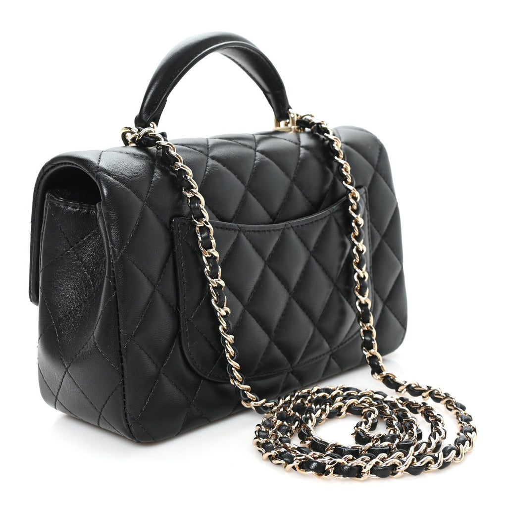 Caviar Quilted Mini Top Handle Rectangular Flap Black