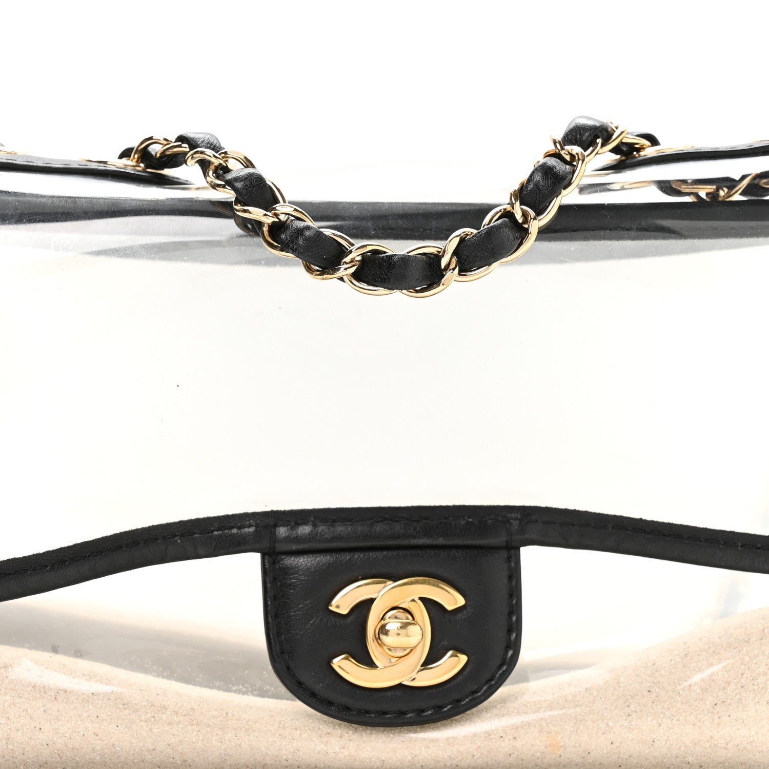 Lambskin PVC Medium Sand By The Sea Flap Black