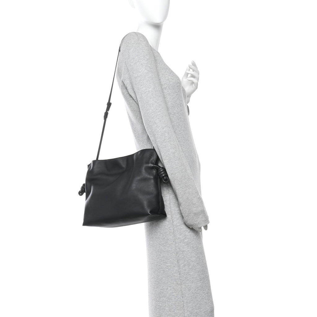 Nappa Medium Flamenco Knot Bag Black