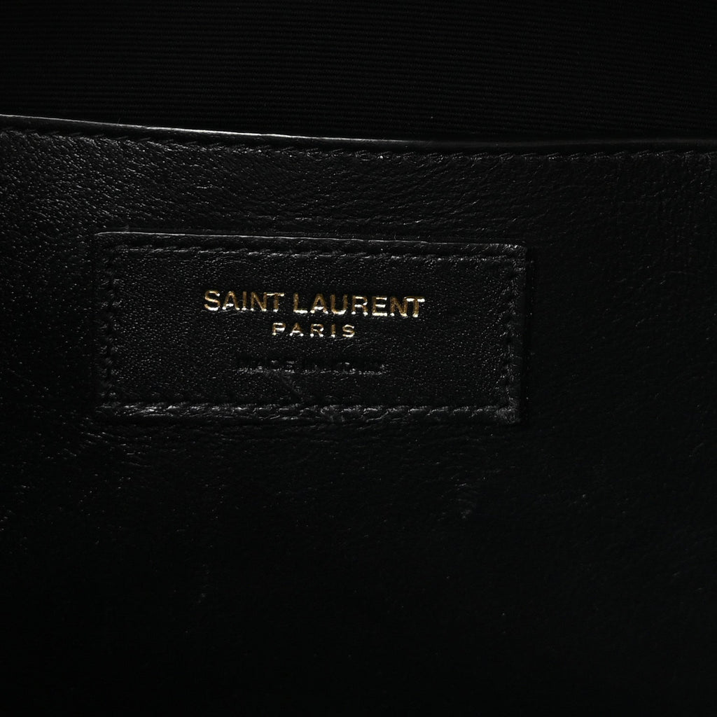 Shiny Calfskin Crocodile Embossed Manhattan Baguette Black