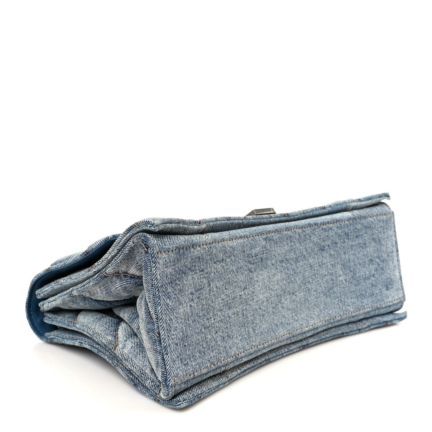 Washed Denim Quilted Medium Crush Chain Bag Denim Blue