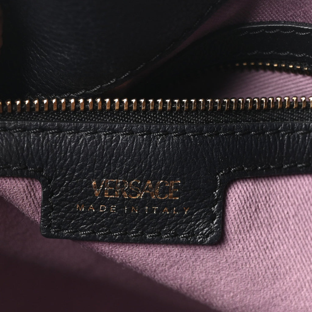 Grained Calfskin La Medusa Bucket Bag Black