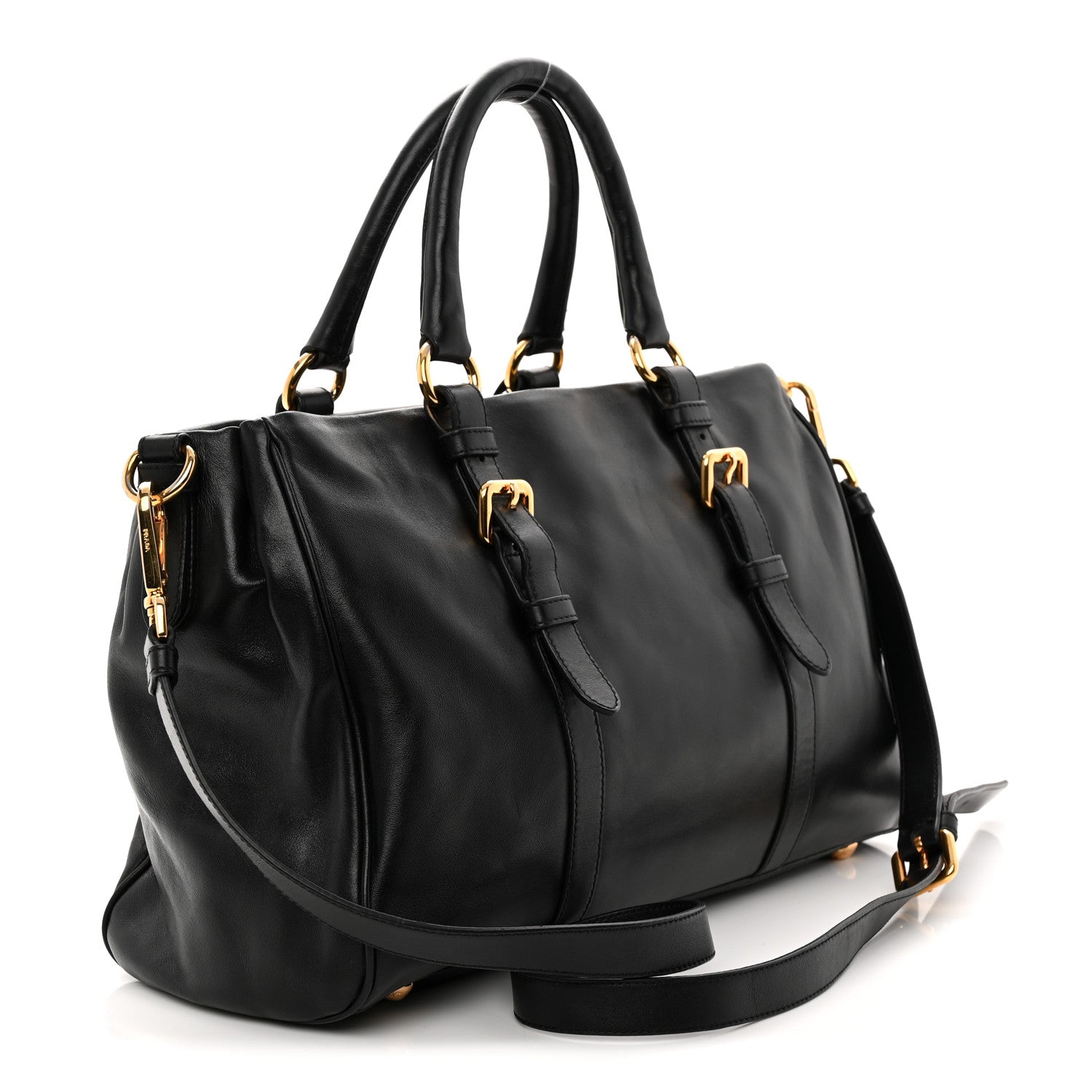 Soft Calfskin Shopping Satchel Black