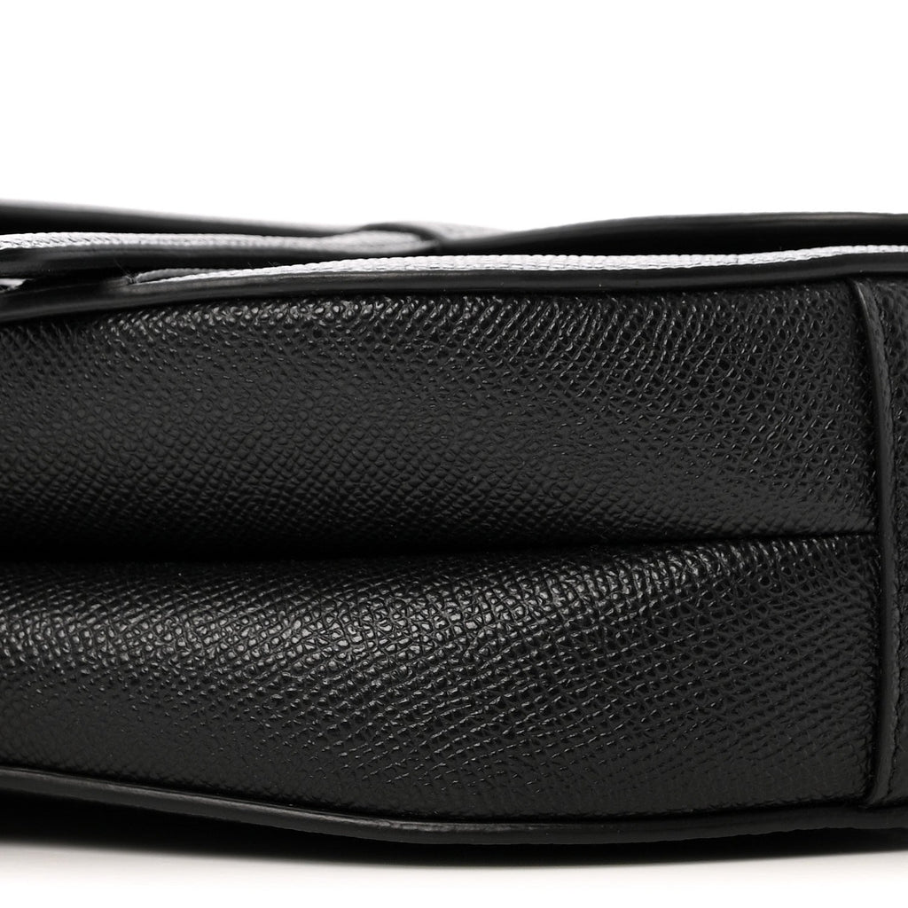 Grained Calfskin Saddle Bag With Strap Black