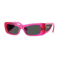 Versace Sunglasses Oval Full Rim, Transparent Fluo Fucsia Frame and Dark Grey Lens VE4481543487