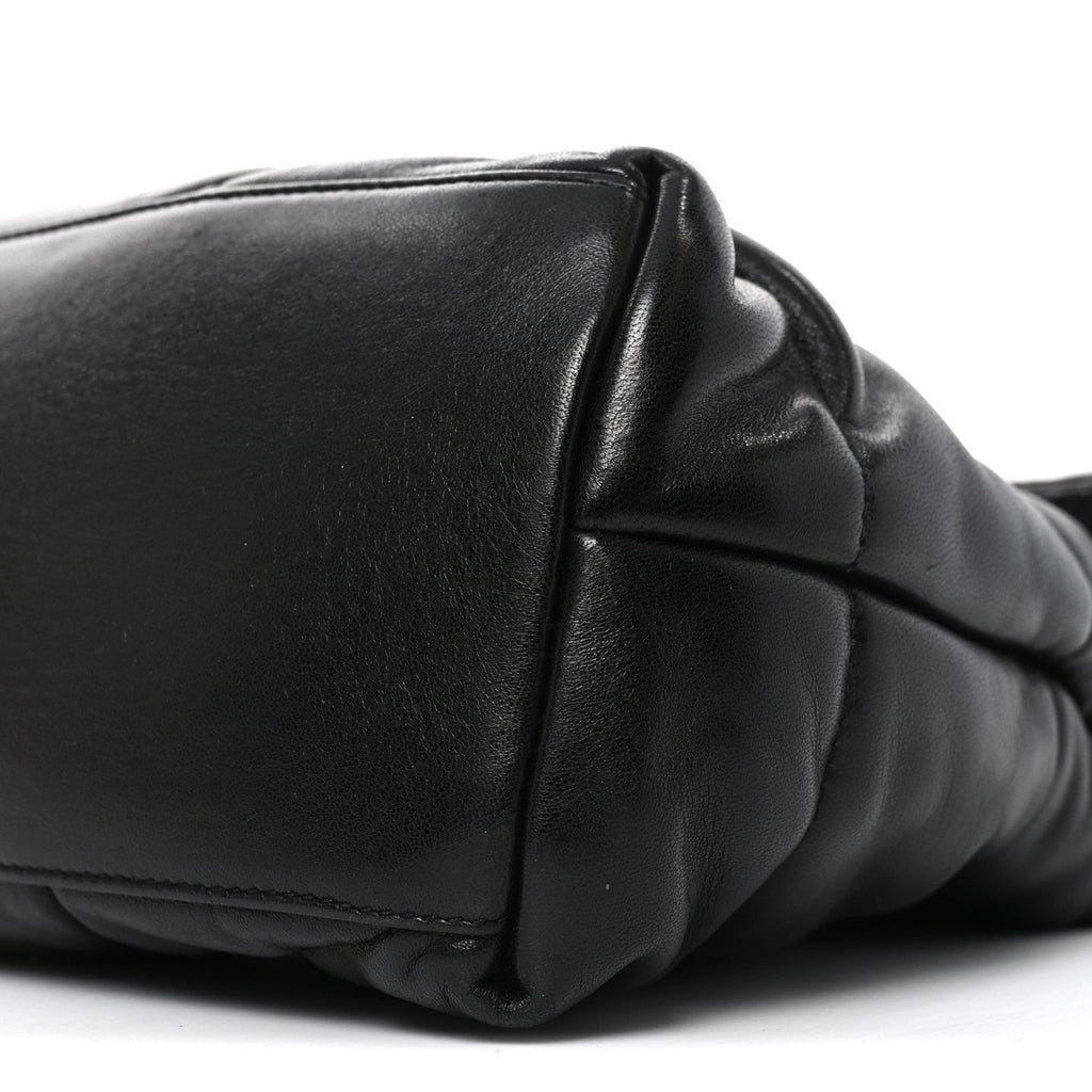 Lambskin Quilted Medium Loulou Puffer Monogram Chain Satchel Black
