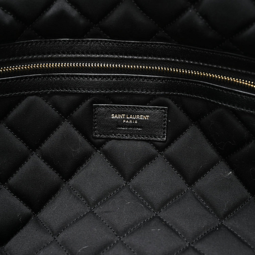 Calfskin Quilted ES Giant Travel Bag Black