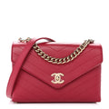 Calfskin Chevron Stitched Small Coco Flap Bag Pink
