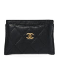 Caviar Quilted Card Holder Black