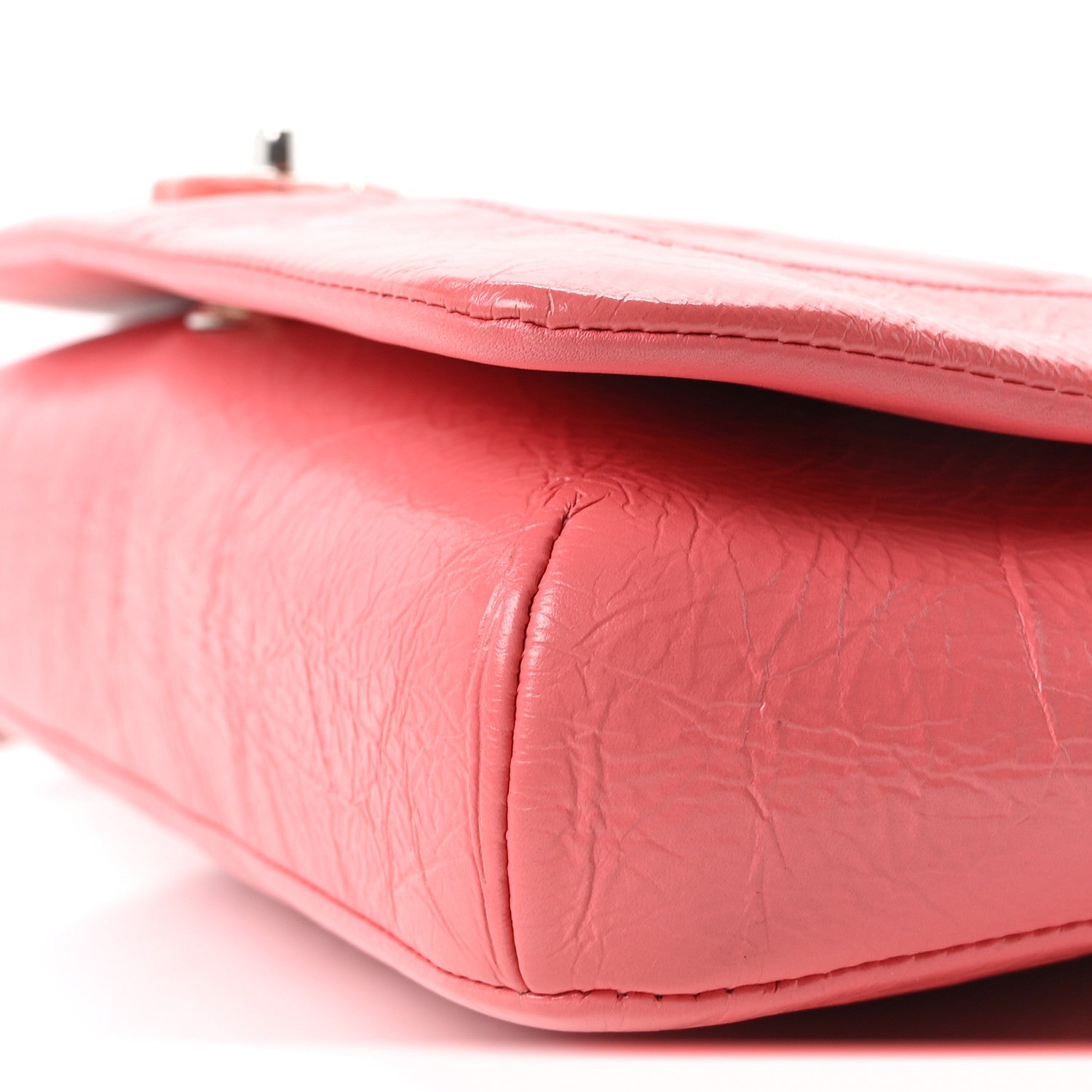 Crumpled Calfskin Quilted Bi Vintage Small Single Flap Pink