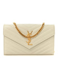 Grain De Poudre Matelasse Chevron Monogram Chain Wallet Crema Soft