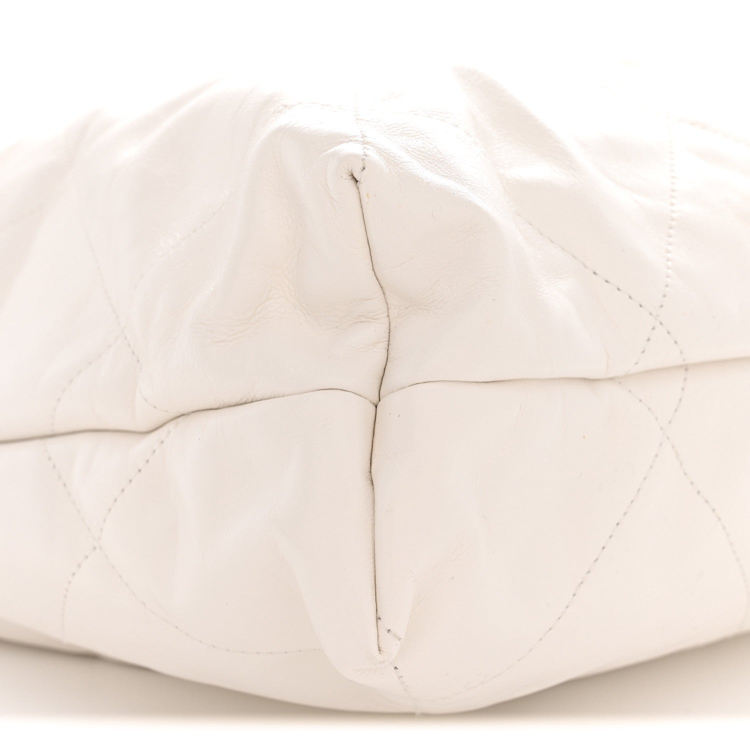 Shiny Calfskin Quilted Large Chanel 22 White