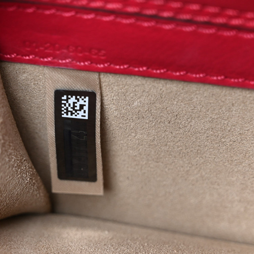 Calfskin Crocodile Embossed Mini C Vanity Bag Red
