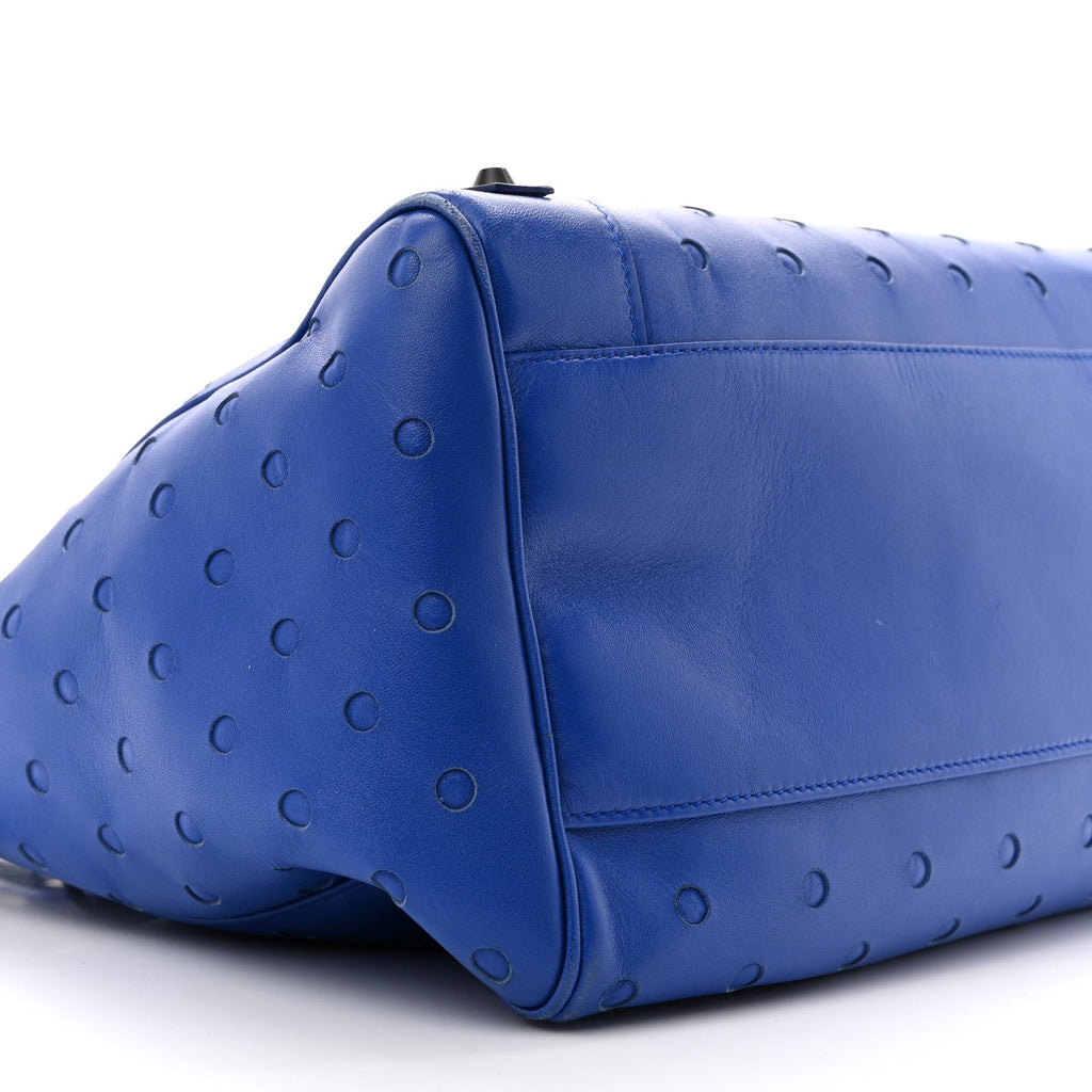Perforated Lambskin Polka Dots Classic Hardware Velo Blue