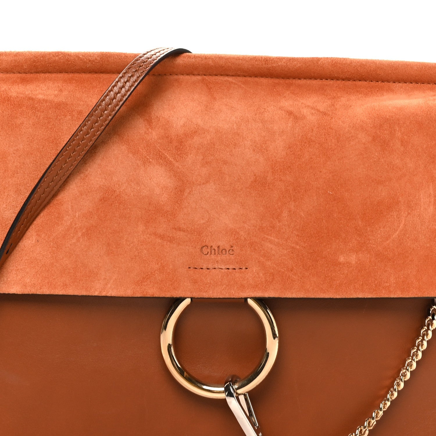 Suede Calfskin Medium Faye Shoulder Bag Tobacco