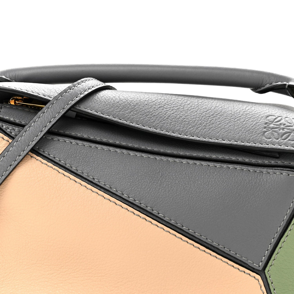 Calfskin Mini Puzzle Bag Asphalt Grey Nude