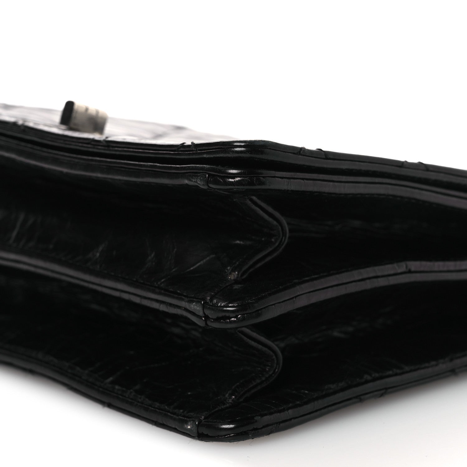Glazed Calfskin Quilted Rita Top Handle Flap Black