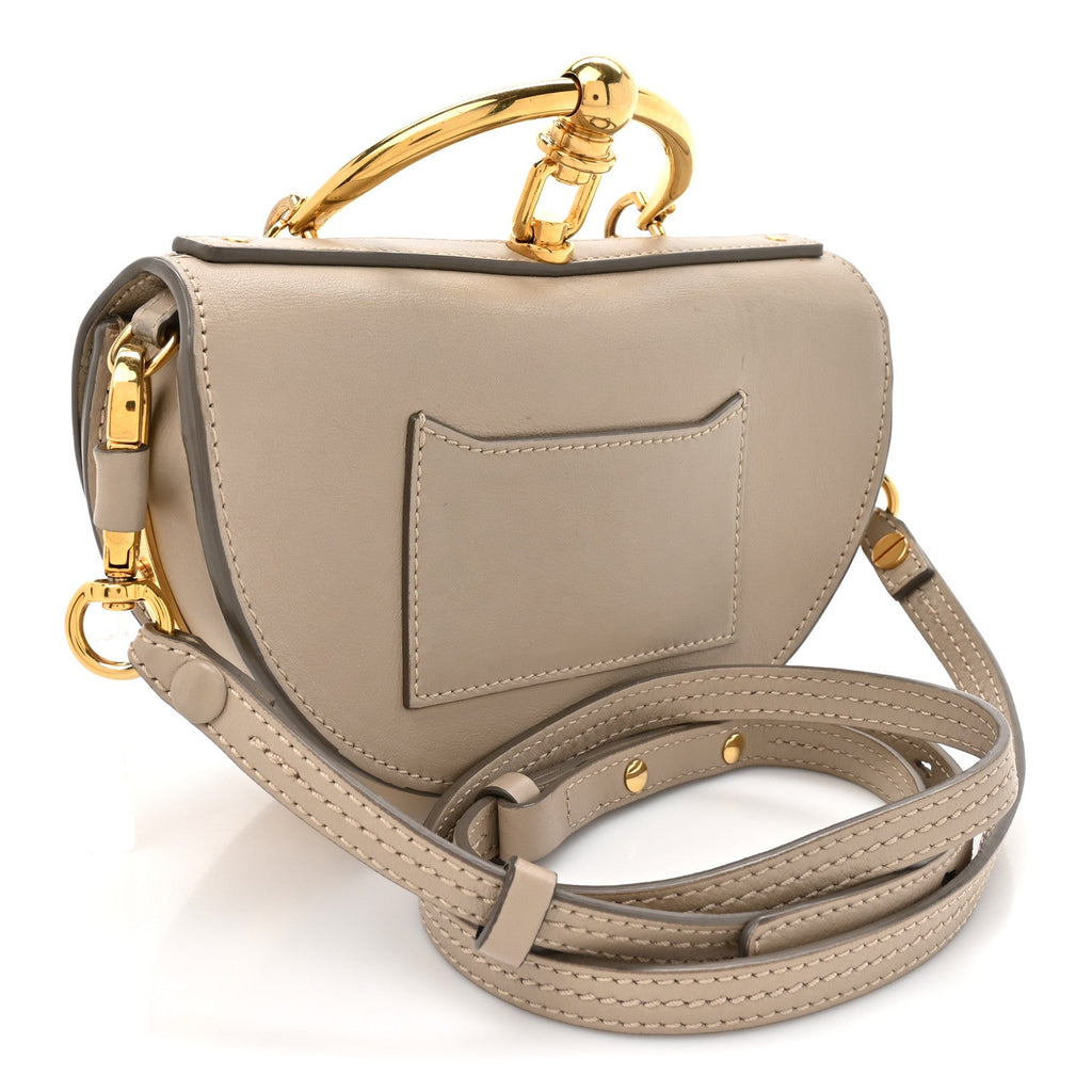Calfskin Lambskin Quilted Studded Nile Bracelet Minaudiere Bag Pastel Grey