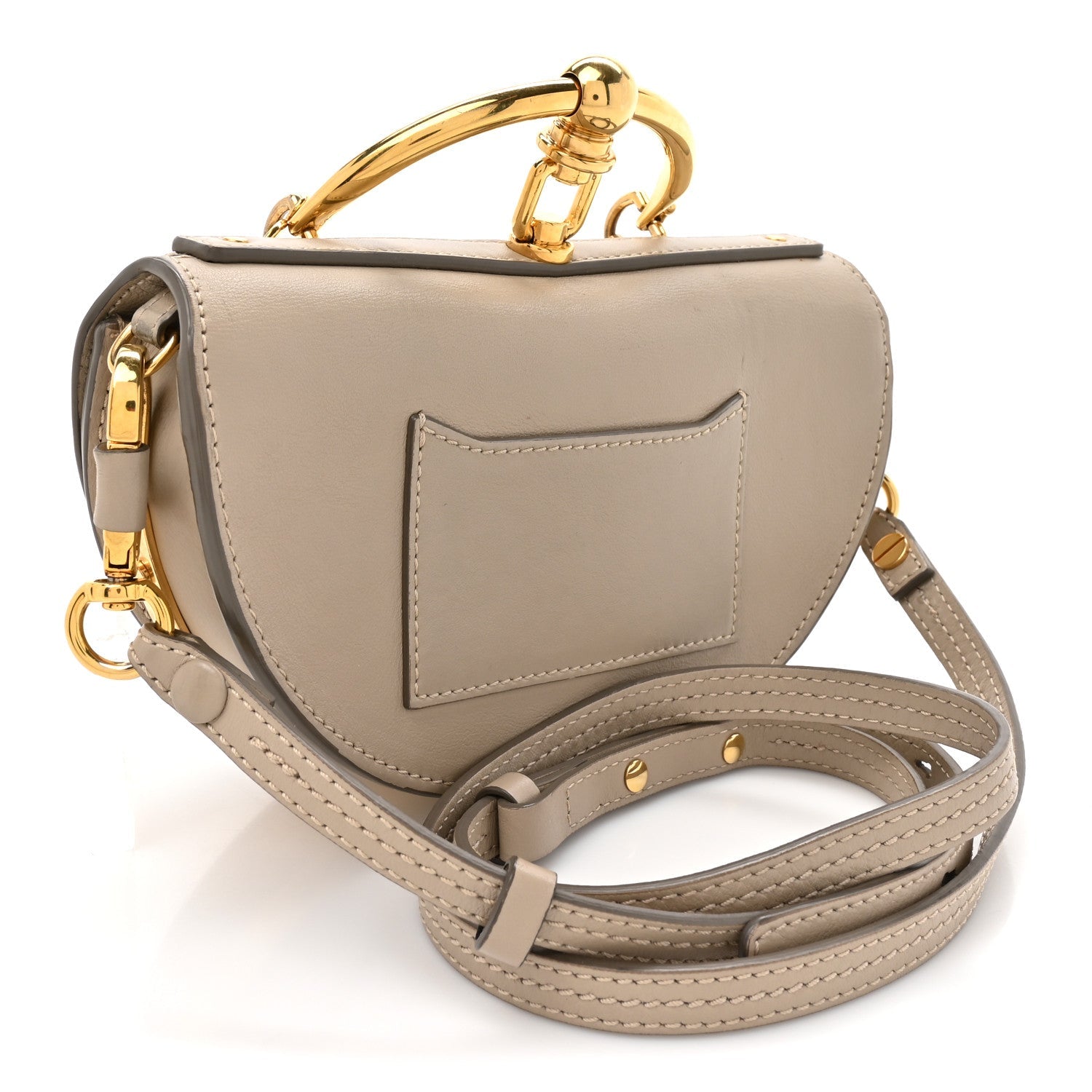 Calfskin Lambskin Quilted Studded Nile Bracelet Minaudiere Bag Pastel Grey