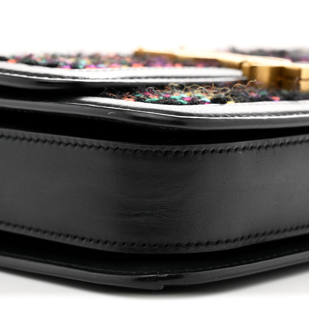 Tweed Calfskin Small Solferino Satchel Black Multicolor