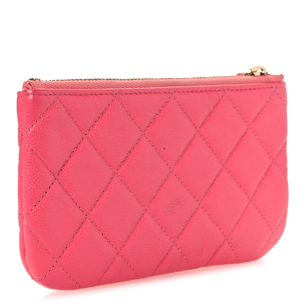 Caviar Quilted Small Cosmetic Case Pink