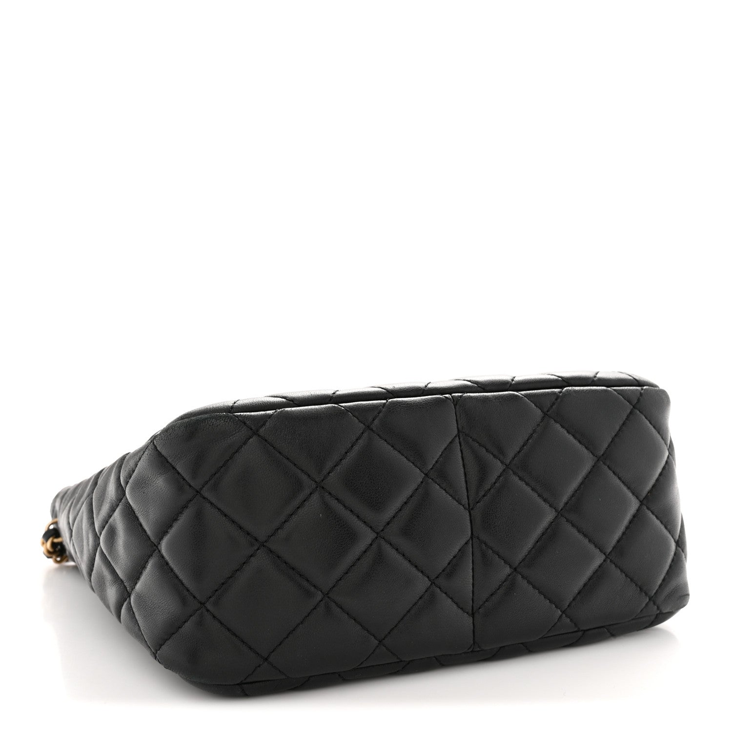 Lambskin Quilted Small Pearl Crush Hobo Black