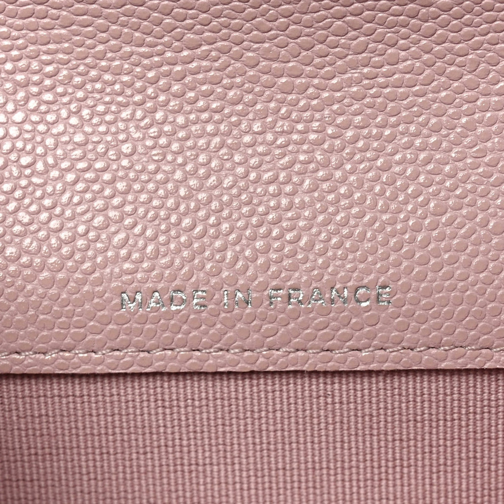 Caviar Quilted Flap Card Holder Wallet Light Pink