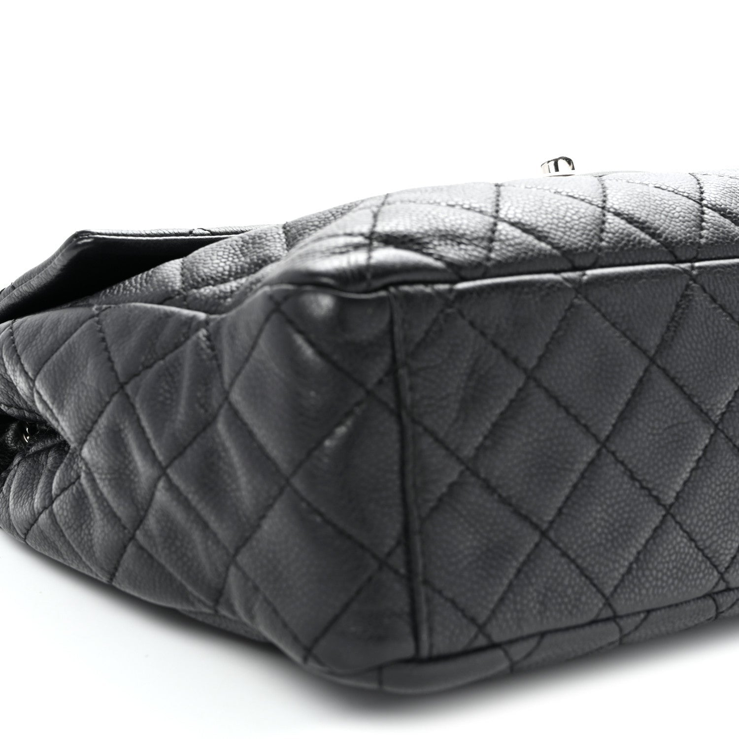 Washed Caviar Quilted Maxi Single Flap Black
