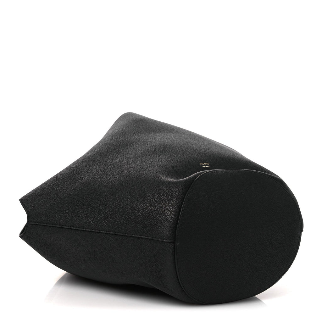 Pebbled Sport Calfskin Medium Lotus Tote Black