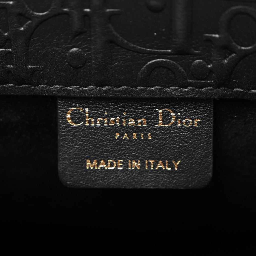 Oblique Calfskin Embossed Medium Book Tote Black