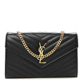 Grain De Poudre Matelasse Chevron Monogram Chain Wallet Black