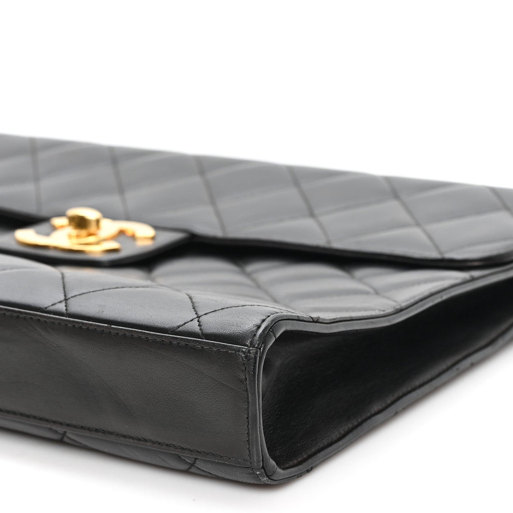 Lambskin Quilted Briefcase Laptop Bag Black