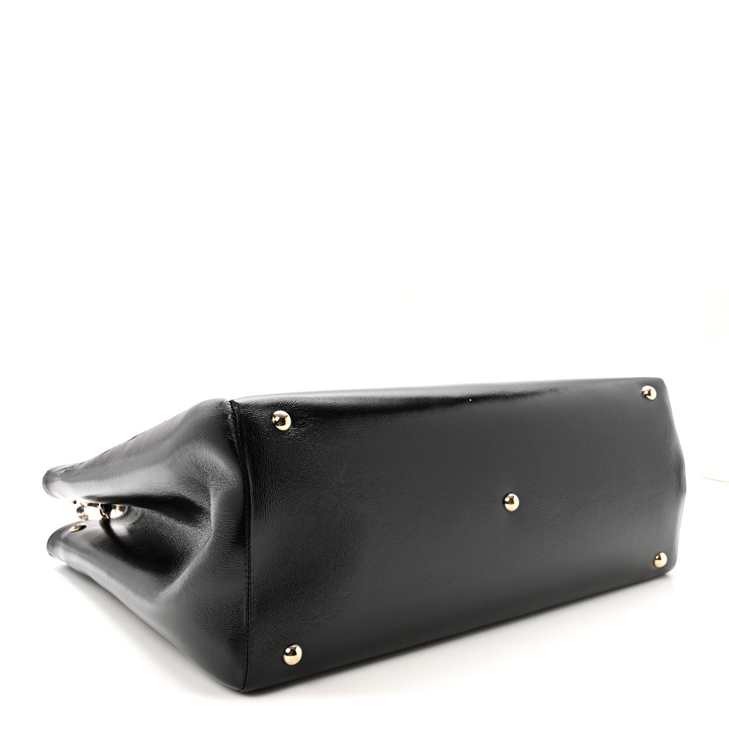 Shiny Lambskin Quilted Large 31 Shopping Bag Black