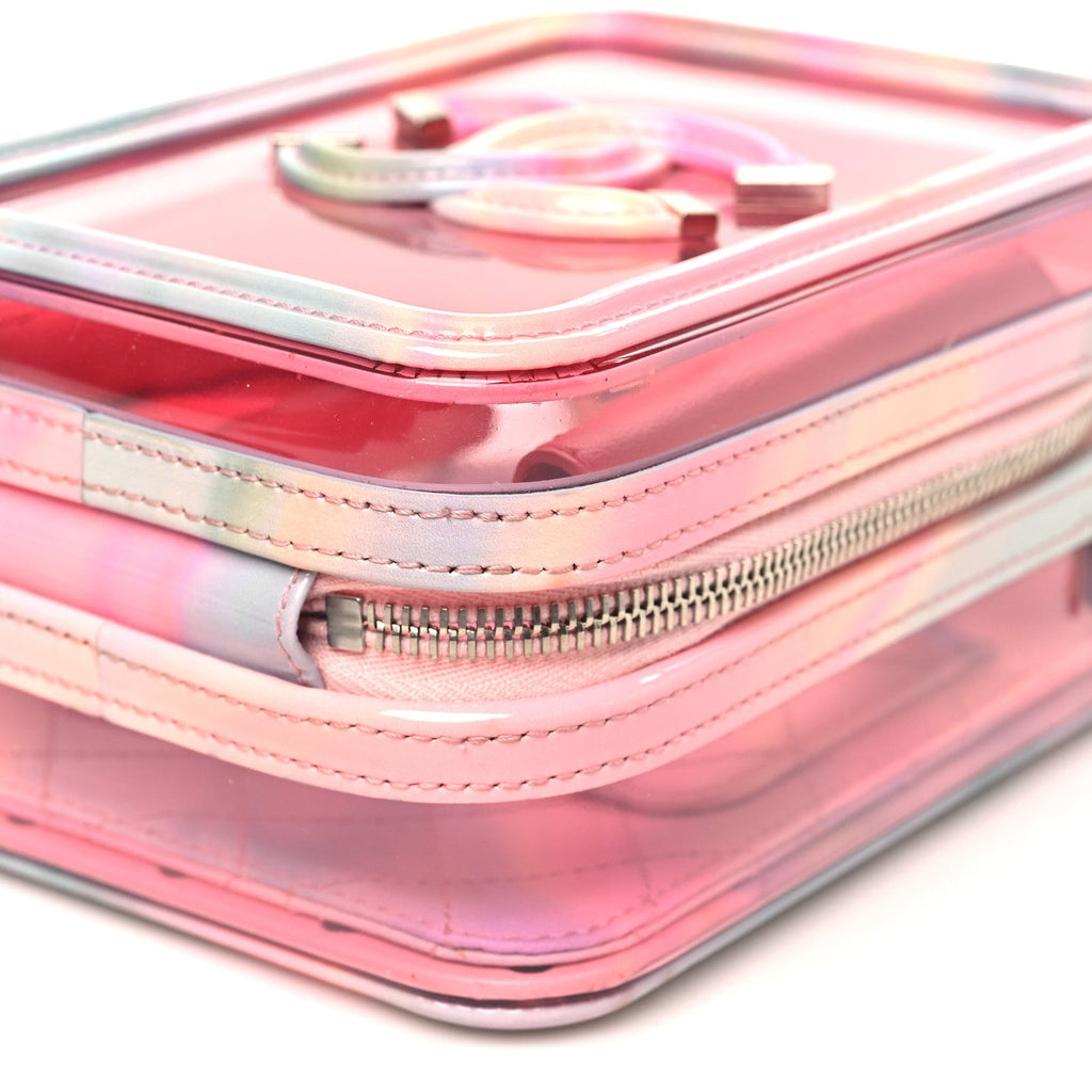 PVC Patent Calfskin Patent Lambskin Vertical Vanity Case Pink