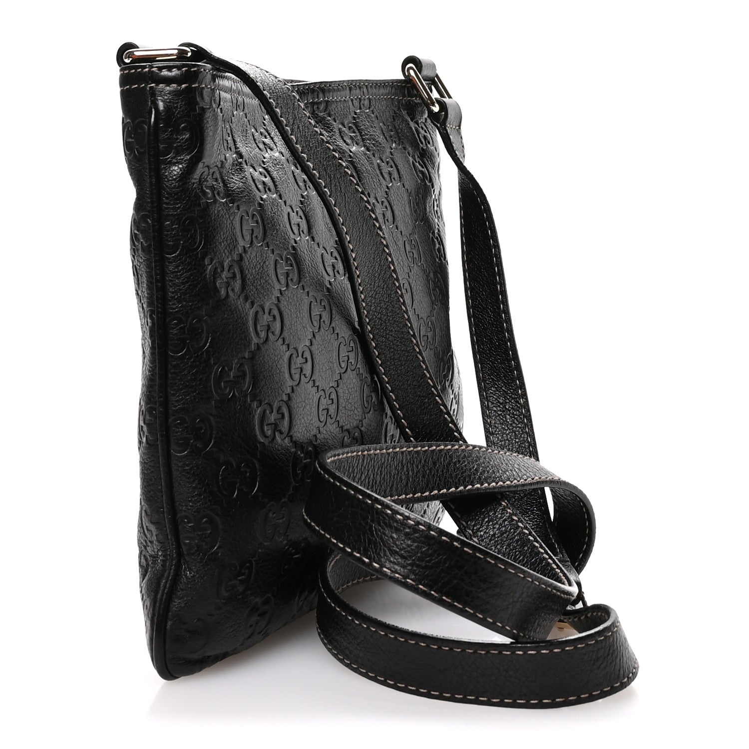 Guccissima Small Flat Messenger Bag Black