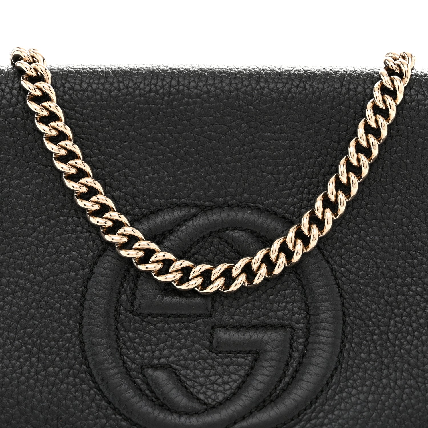 Pebbled Calfskin Medium Soho Flap Crossbody Black