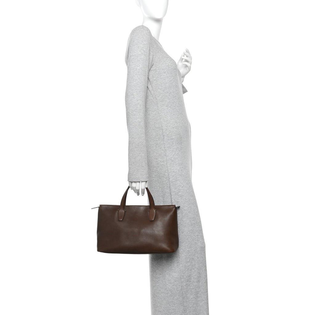 Calfskin Marcel Slouchy Top Handle Bag Deep Brown