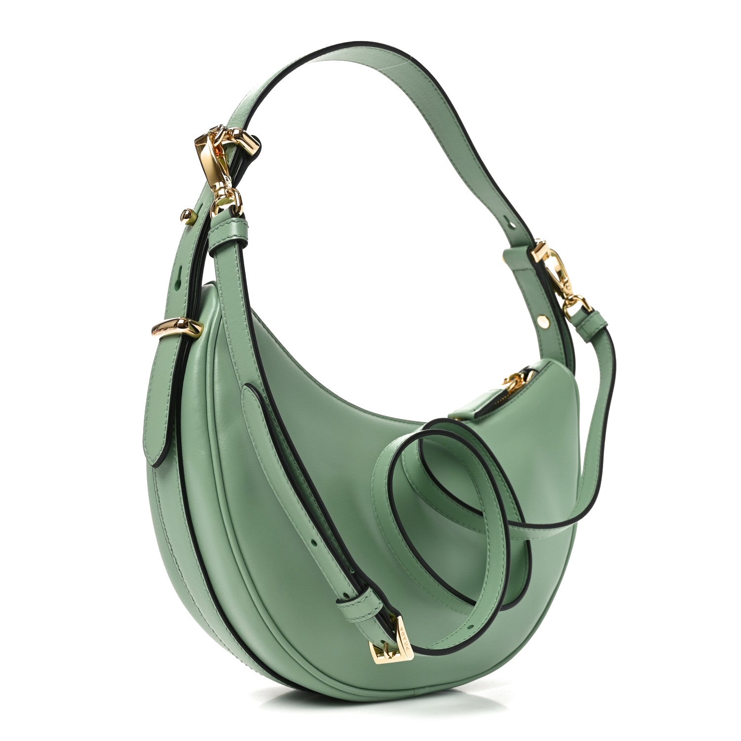 Soft Calfskin Arque Shoulder Bag Acquamarina