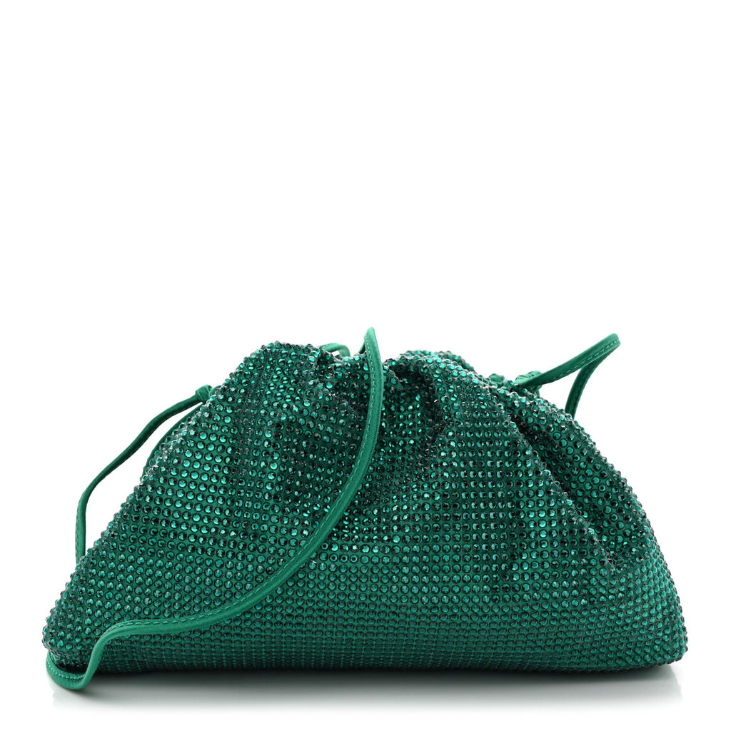 Satin Crystal Embellished The Mini Pouch Emerald