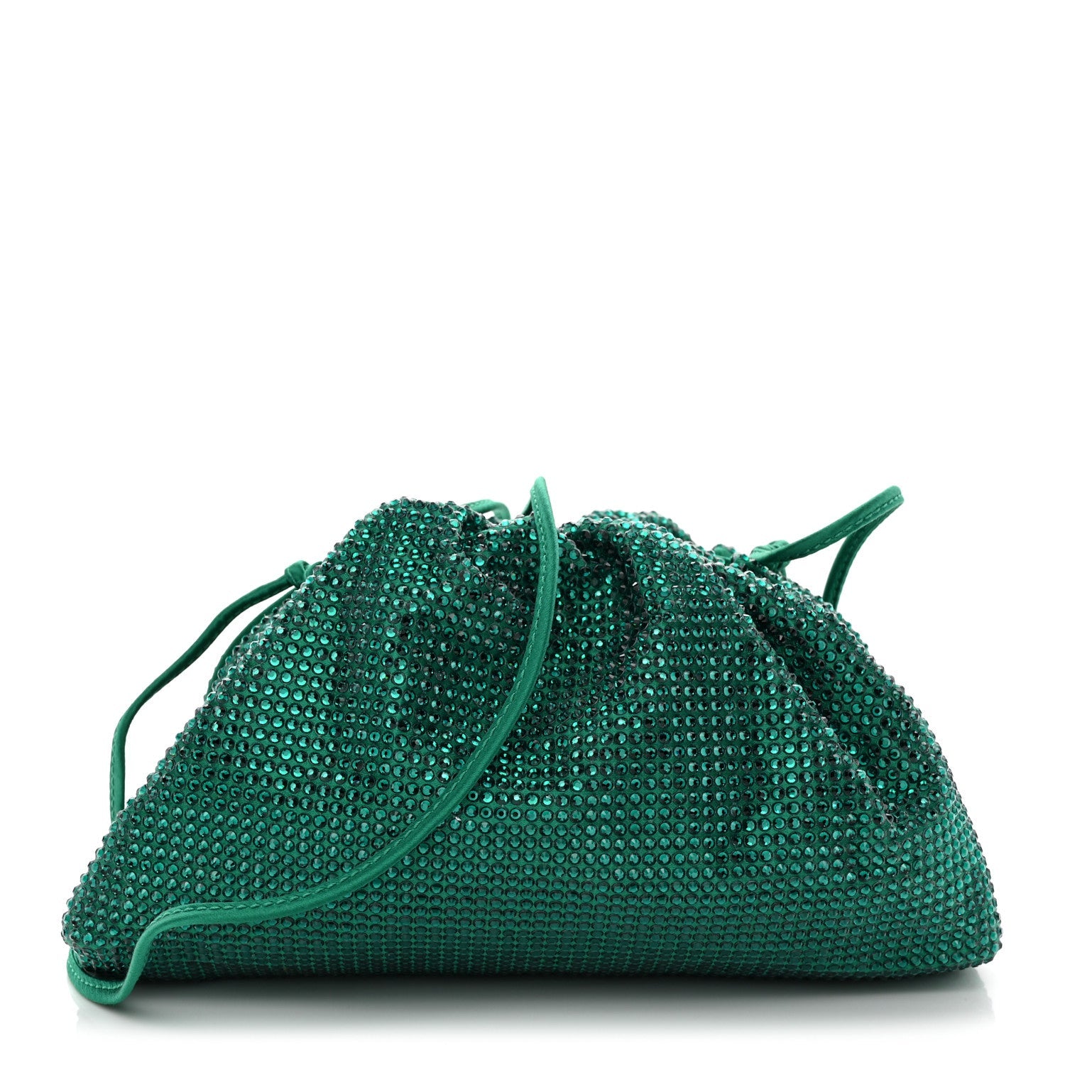 Satin Crystal Embellished The Mini Pouch Emerald