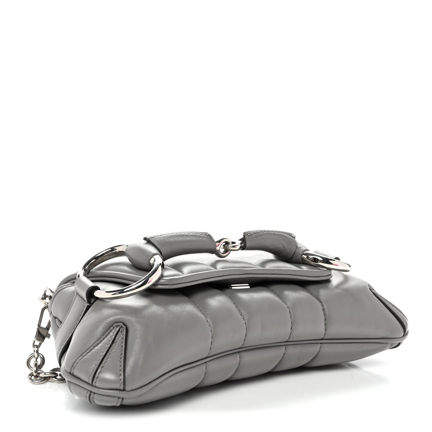 Nappa Vertical Matelasse Small Maxi Horsebit Chain Shoulder Bag Gray