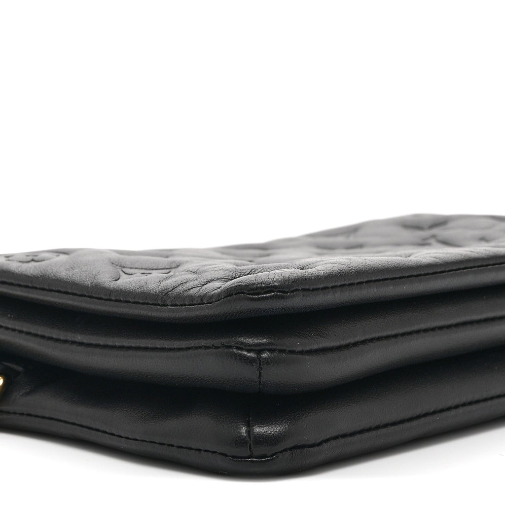 Lambskin Embossed Monogram Pochette Coussin Black