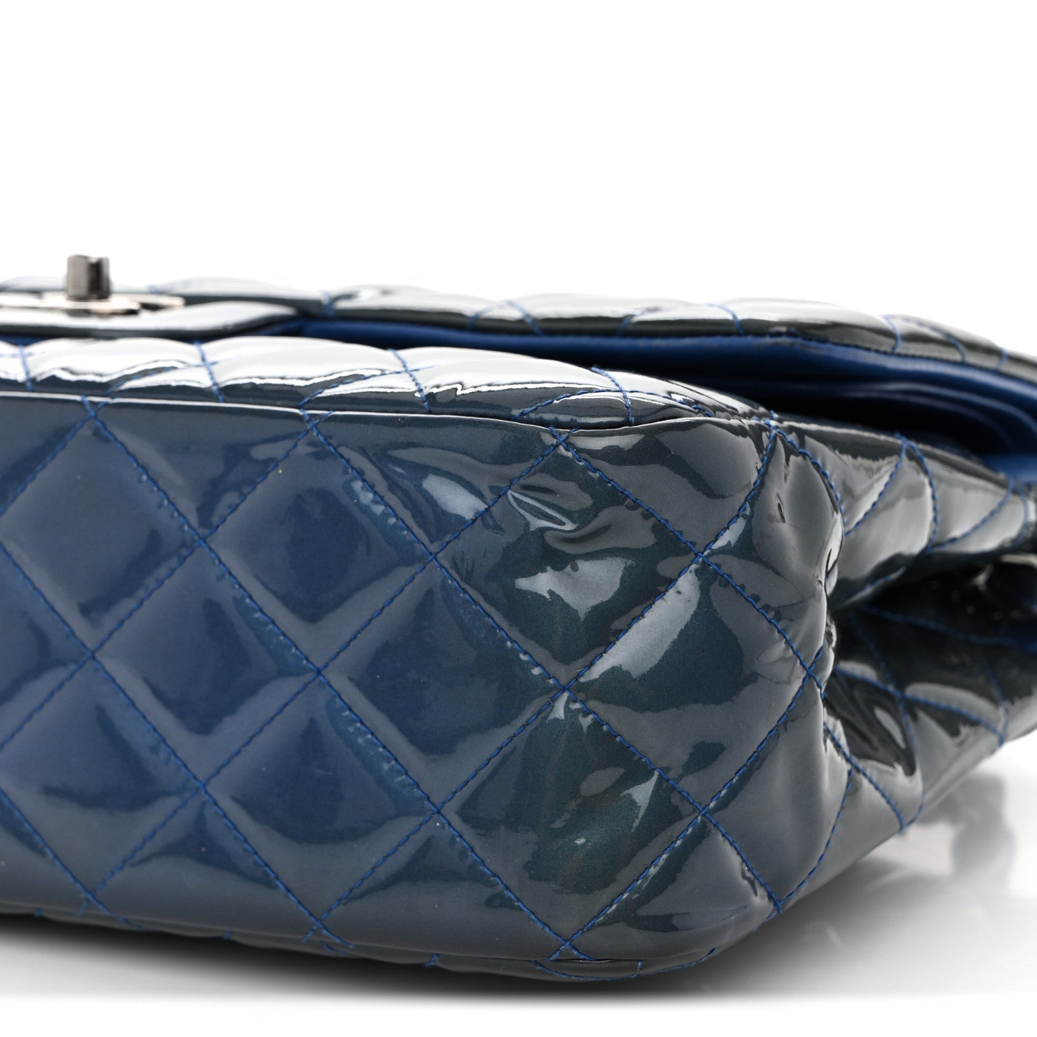 Patent Quilted Jumbo Double Flap Blue