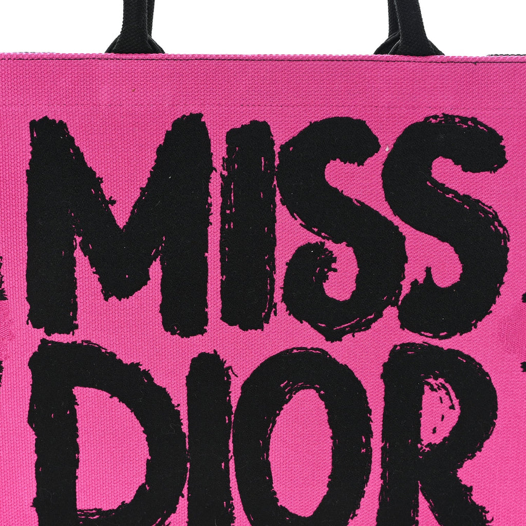 Canvas Embroidered Large Miss Dior Graffiti Book Tote Fuchsia Purple